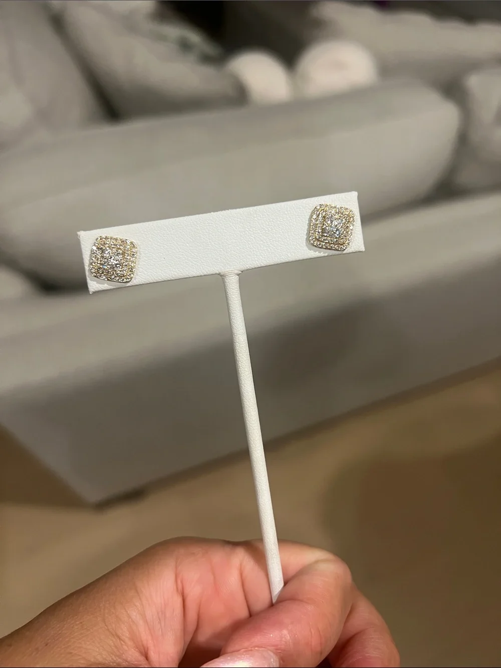 Oro Laminado Pave CZ Cushion Cut Stud Earrings | Glam Gold Earrings